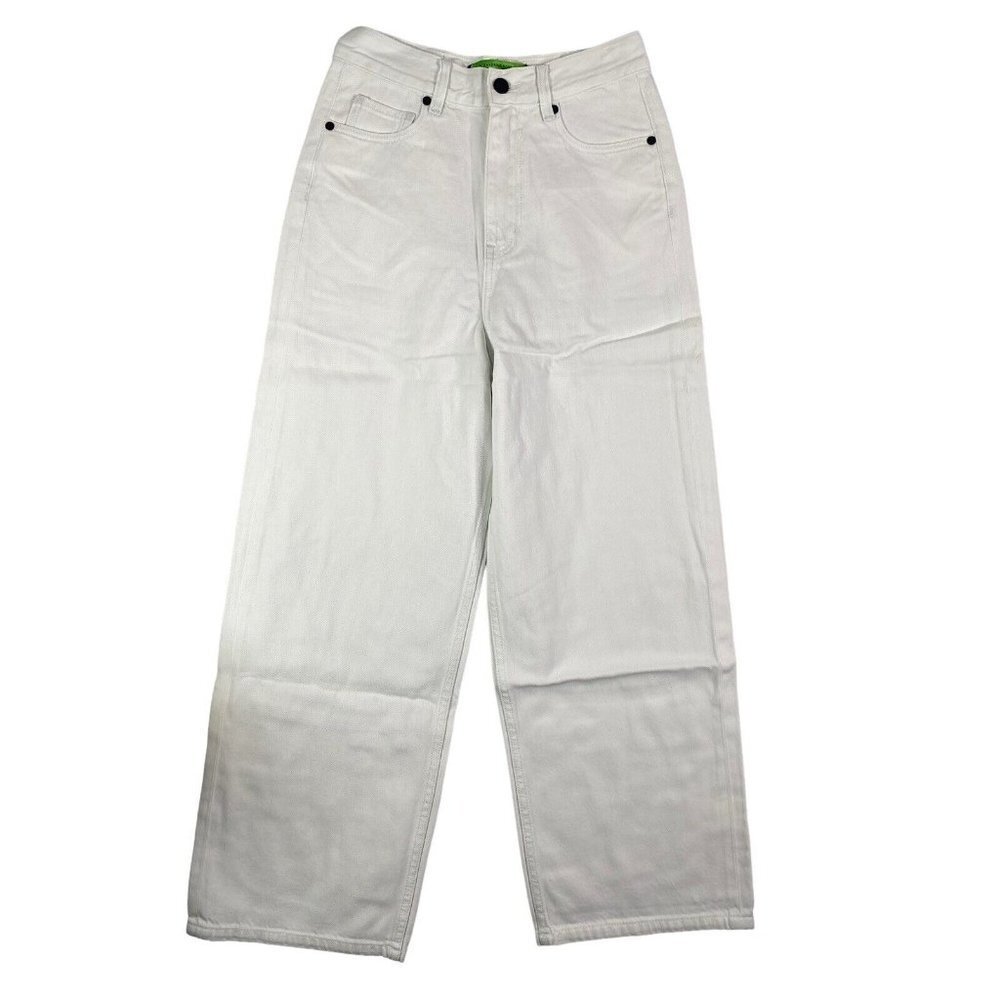 Sandrine Rose Womens Dust White Denim Jeans Wide Leg Size 24 NEW